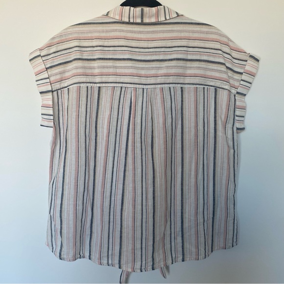 Sanctuary Borrego Linen Blend Striped Tie Front Button Down Top Size M - Picture 9 of 15